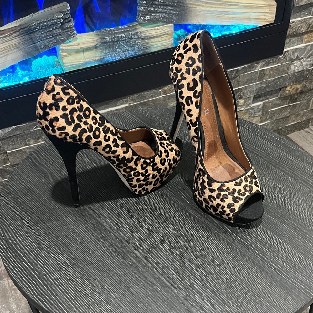 Aldo Leopard Print Peep Toe Heels